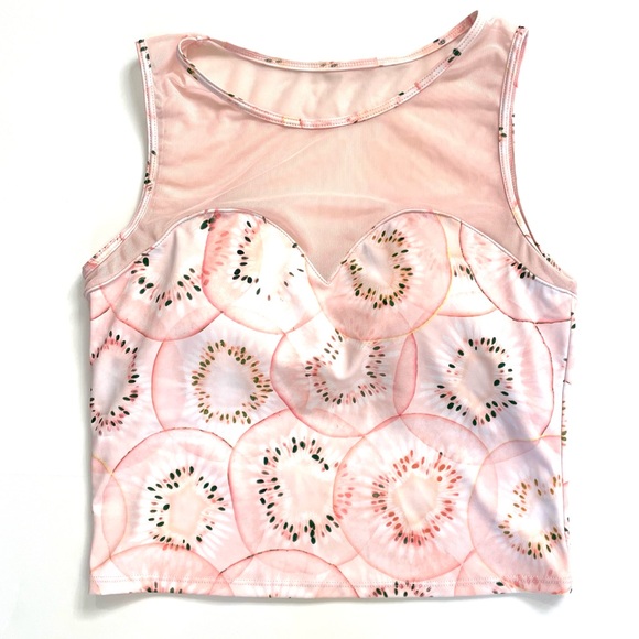 Kortni Jeane Pink Kiwi Sweetheart Neck With Mesh Tankini Swim Top - Picture 5 of 12